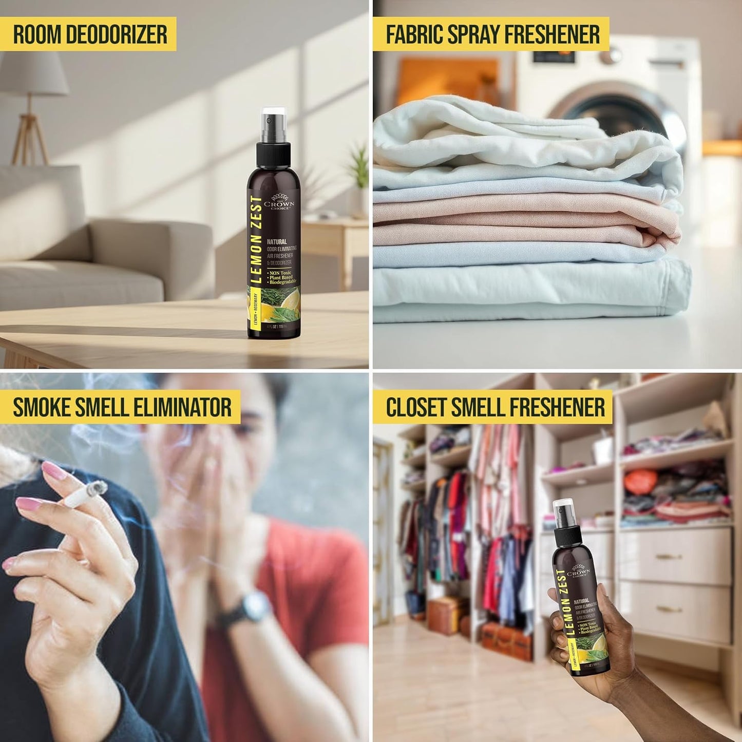 Non-Toxic Odor Eliminator,Natural Cedar Air Freshener Spray for Clothes Storage & Moth Repellent,Closet & Couch Deodorizer,Long Lasting Bathroom & Toilet Freshener, Safe for Kids & Pets-4 oz Pack of 1