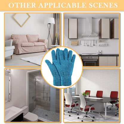 Patelai 3 Pairs Microfiber Plant Dusting Gloves Leaf Cleaning Gloves for Indoor Plants, Blinds, Furniture, House (Green Yellow,Blue,Pink,Medium)