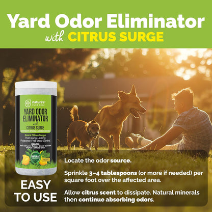 Nature's Pure Edge Yard Odor Eliminator. Perfect for Artificial Grass, Patio, Kennel, and Lawn. Instantly Removes Stool and Urine Odor. Long Lasting. Kid and Pet Safe.