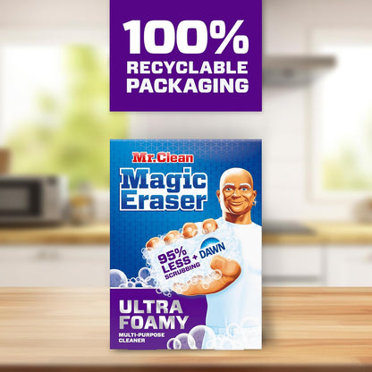 Mr. Clean Magic Eraser Ultra Foamy Multi Purpose Cleaner, Foaming Magic Eraser Sponge Multi Surface Cleaner, 1ct (Pack of 2)