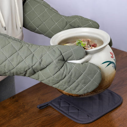 ARCLIBER Oven Mitts 1 Pair of Quilted Terry Cloth Cotton Lining,Extra Long Professional Classic Oven Mitt Heat Resistant Kitchen Oven Gloves,16 Inch