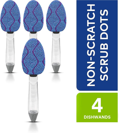 Scotch-Brite Scrub Dots Non-Scratch Soap-Dispensing Dishwand, 1 Count, Keeps Hands Out of The Mess, Fits All Scotch-Brite Refills, Assorted Colors