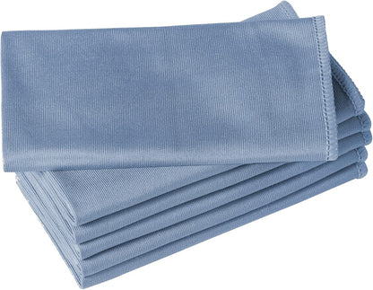 Puomue 6 Pack Microfiber Glass Cleaning Cloth, 16 Inch X 16 Inch, Lint Free Quickly Clean Window, Glasses, Windshields, Mirrors, and Stainless Steel, Blue