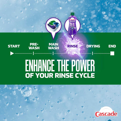 Cascade Rinse Aid Clean & Dry Booster Dishwasher Liquid, Gel & Detergent Pods for Sparkling Clean Dishes, Dishwasher Soap, Tablets & Rinse Aid Dry Booster, 8.45oz