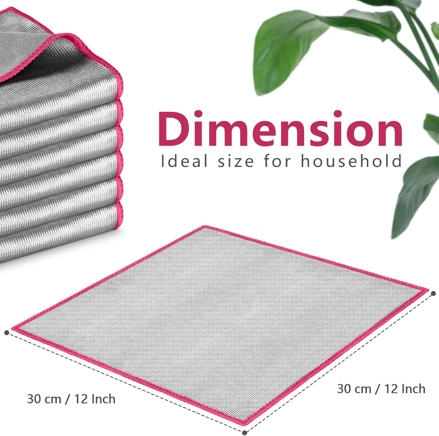 Glass Polishing Cloth Streak Free Miracle Cleaning Cloth Lint Free Microfiber Cleaning Rags for Glasses Kitchen Dish Mirrors Easy Clean, Pack of 6, 12" x 12"