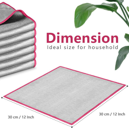 Glass Polishing Cloth Streak Free Miracle Cleaning Cloth Lint Free Microfiber Cleaning Rags for Glasses Kitchen Dish Mirrors Easy Clean, Pack of 6, 12" x 12"
