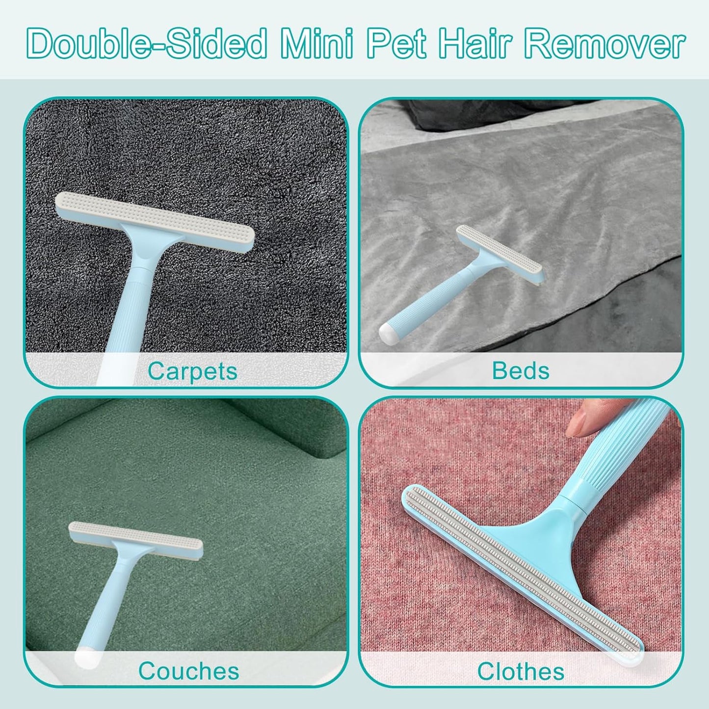 Carpet Rake for Pet Hair Removal, Reusable Pet Hair Removal Tool 56” Adjustable Long Handle Pet Hair Removal Broom, Cat Dog Hair Remover Carpet Brush Scraper for Rugs, Mats, Couch