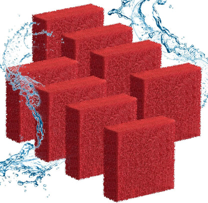 Pawfly 8 Pack Aquarium Glass Cleaner Sponge, 3.25" x 3.25" x 1", Algae Scrubber Pad for Glass Aquariums, Fish Tank Glass Cleaner, Aquarium Sponge, Aquarium Cleaning Tools, Red (Not for Acrylic Tank)