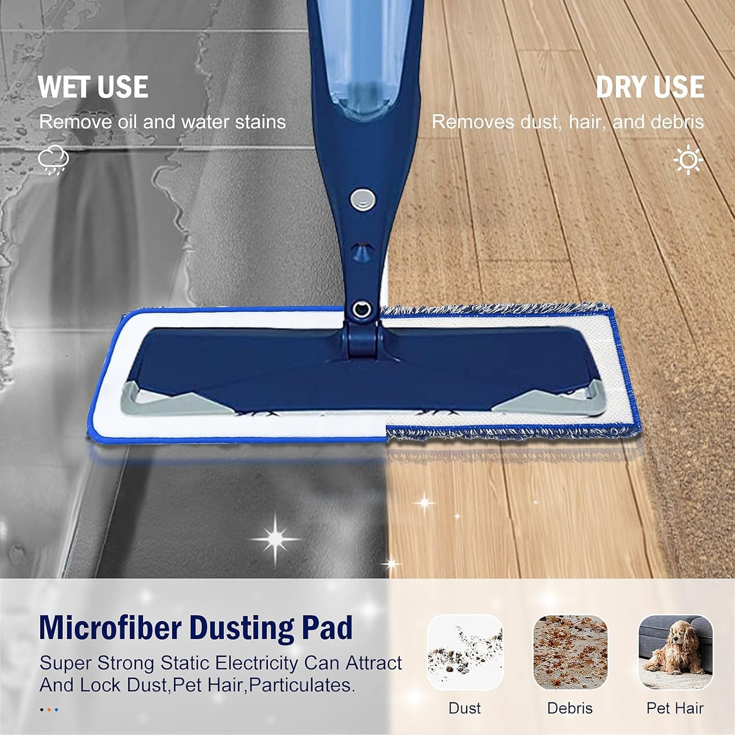 8 Pack Mop Pads for Bona Family of Mops, 4 Pet Microfiber Sweeping Pad + 4 Microfiber Deep Clean Pad, Reusable Mop Refill Replacement Head for Multi-Surface Floors