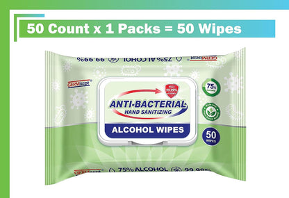 Advanced 75% Alcohol Antiseptic Hand Sanitizer Multipurpose Wipes (50 Count X 4 packs = 200 Wipes)