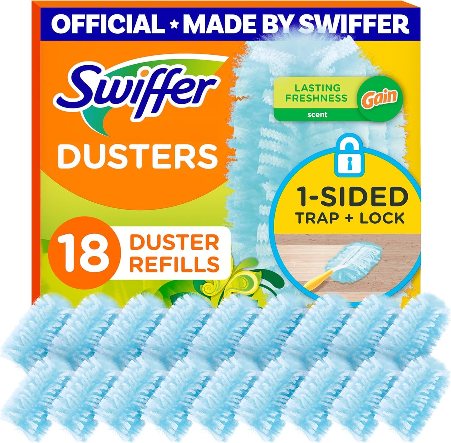 Swiffer Dusters Refill for Cleaning, Made by SWIFFER, Feather & Microfiber Duster Disposable Alternative, for Dusting Furniture, Blinds, Ceiling Fans, Walls, Helps Remove Allergens, Unscented, 18ct