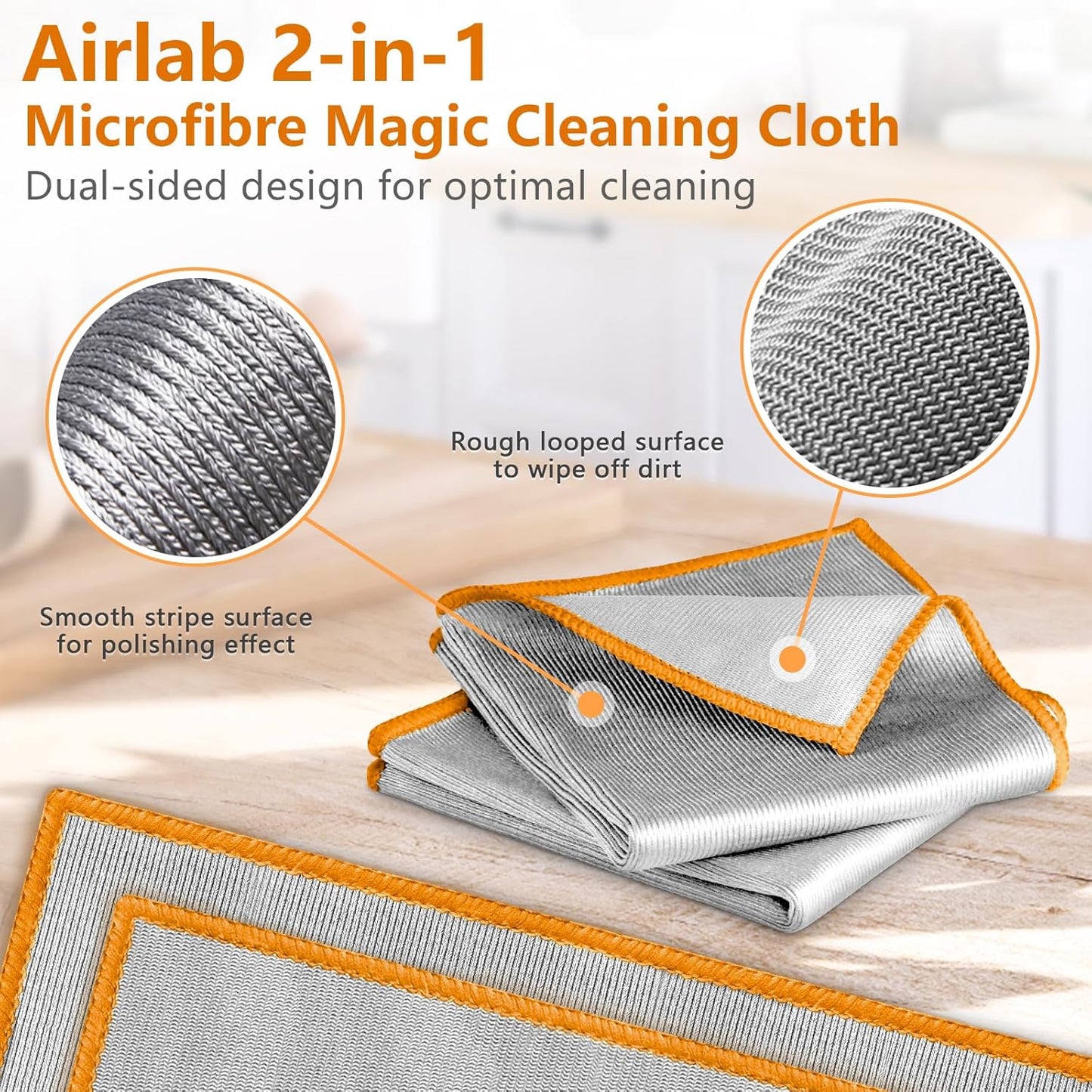 Glass Polishing Cloth Streak Free Miracle Cleaning Cloth Lint Free Microfiber Cleaning Rags for Glasses Kitchen Dish Mirrors Easy Clean, Pack of 6, 12" x 12"