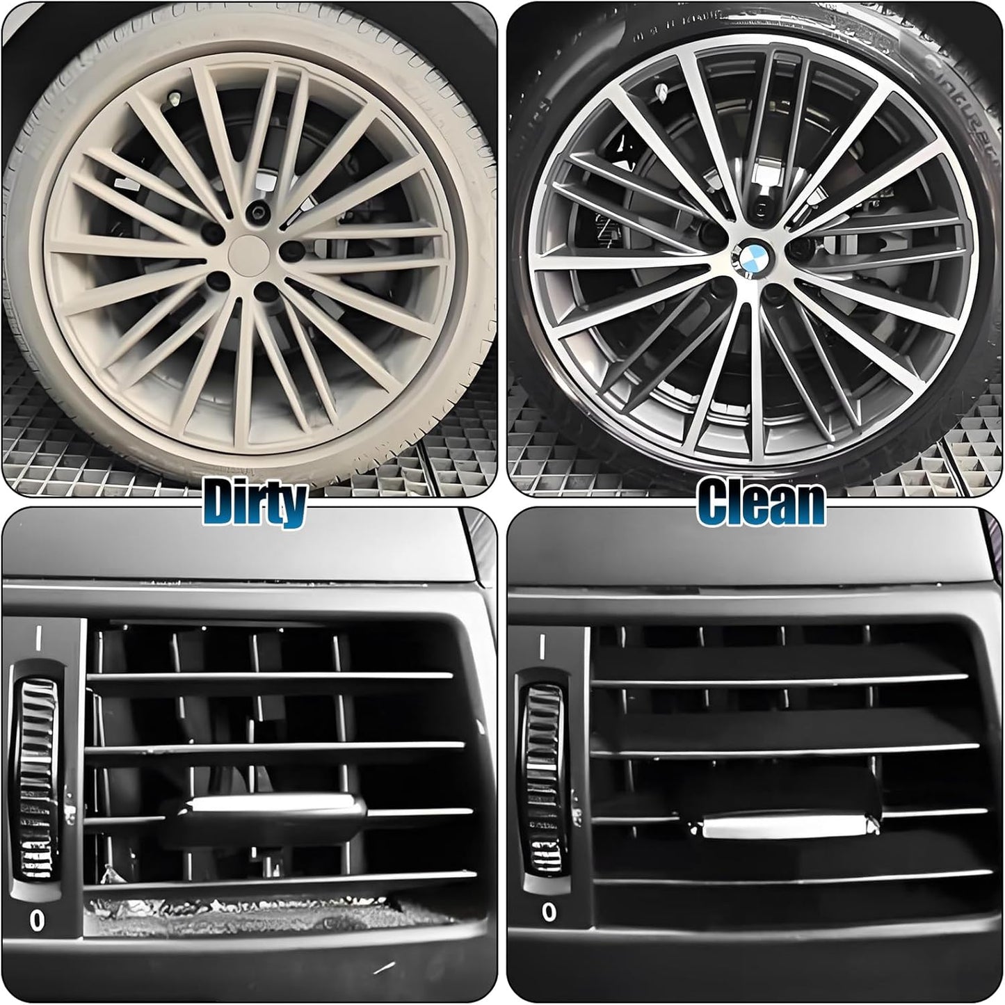 8Pcs Wheel Brush, Tire Brush, Wheel Cleaner Brush Set - 2 Soft Wheel Cleaning Brushes, Detailing Brush & Hard Tire Scrubber, Flexible and Durable Rim Cleaning Brush Kit for Wheels and Tires
