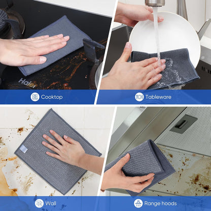 Forggon12 Pcs New Upgrade 3-Layer Metal Dish Cloth, No Scratches and No Odor, Multipurpose Wire Dishwashing Rag for Wet and Dry, Kitchen Cleaning DishRags,Sinks,Dishes,Stove Top, Dimensions(7.08X8.86)