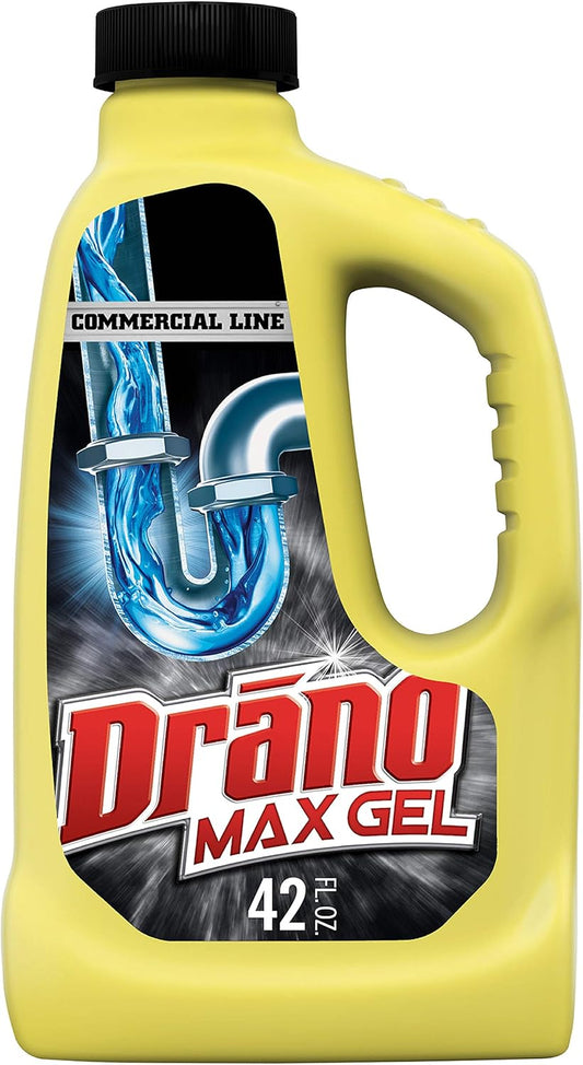 Drano Max Gel Drain Clog Remover and Cleaner for Shower or Sink Drains, Unclogs and Removes Hair, Soap Scum, Blockages, Commercial Line, 42 oz (Pack of 2)