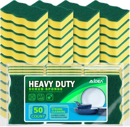 AIDEA Sponges Kitchen, XL Heavy Duty Dish Sponge, Cleaning Dish Scrubber Sponge for Home and Kitchen, Extra Large Cleaning Supplies for Pots, Pans, 24 Pack