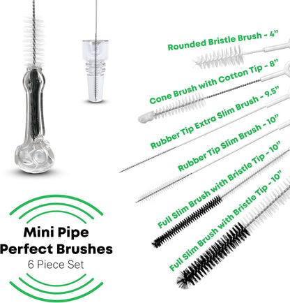 Pipe Perfect Original Cleaning Brush Set – Multi-Size Detail Brushes for Glass, Bottle, Tube & Narrow Openings | Deep Cleaning Kit for Hard-to-Reach Areas | Durable Reusable (Original Pack)