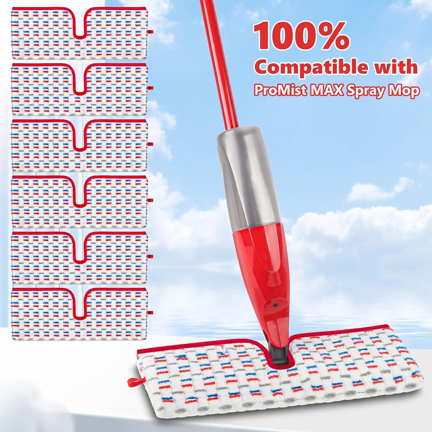 Microfiber Mop Pads Compatible with O-Cedar Promist MAX Spray Mop, Reusable Mop Refills Pads Mop Heads Replacement Thicken Microfiber Pads Wet Dry Pads Dual-Sides Use for Floor Cleaning(3 Pack)