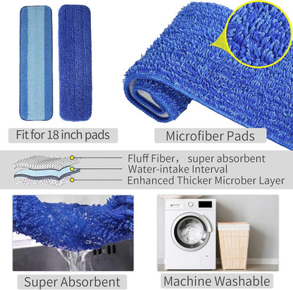 Mops for Floor Cleaning, Wet and Dry Spray Mop with Refillable Spray Bottle and 3 Washable Microfiber Pads Home or Commercial Use Flat Mop for Hardwood Laminate Wood Ceramic, Purple