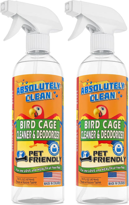 Absolutely Clean Amazing Bird Cage Cleaner and Deodorizer - Just Spray/Wipe - Safely & Easily Removes Bird Messes Quickly and Easily - Made in The US - Fragrance Free (16oz Pack of 1)
