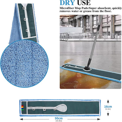 Mops for Floor Cleaning, Masthome Flat Dust Mop with 4 Reusable Pads, 2-Sided Microfiber Dust Mop for Wet & Dry Use, Flat Flip Mops for Hardwood, Laminate, Vinyl,Kitchen, Tile -1 Scraper