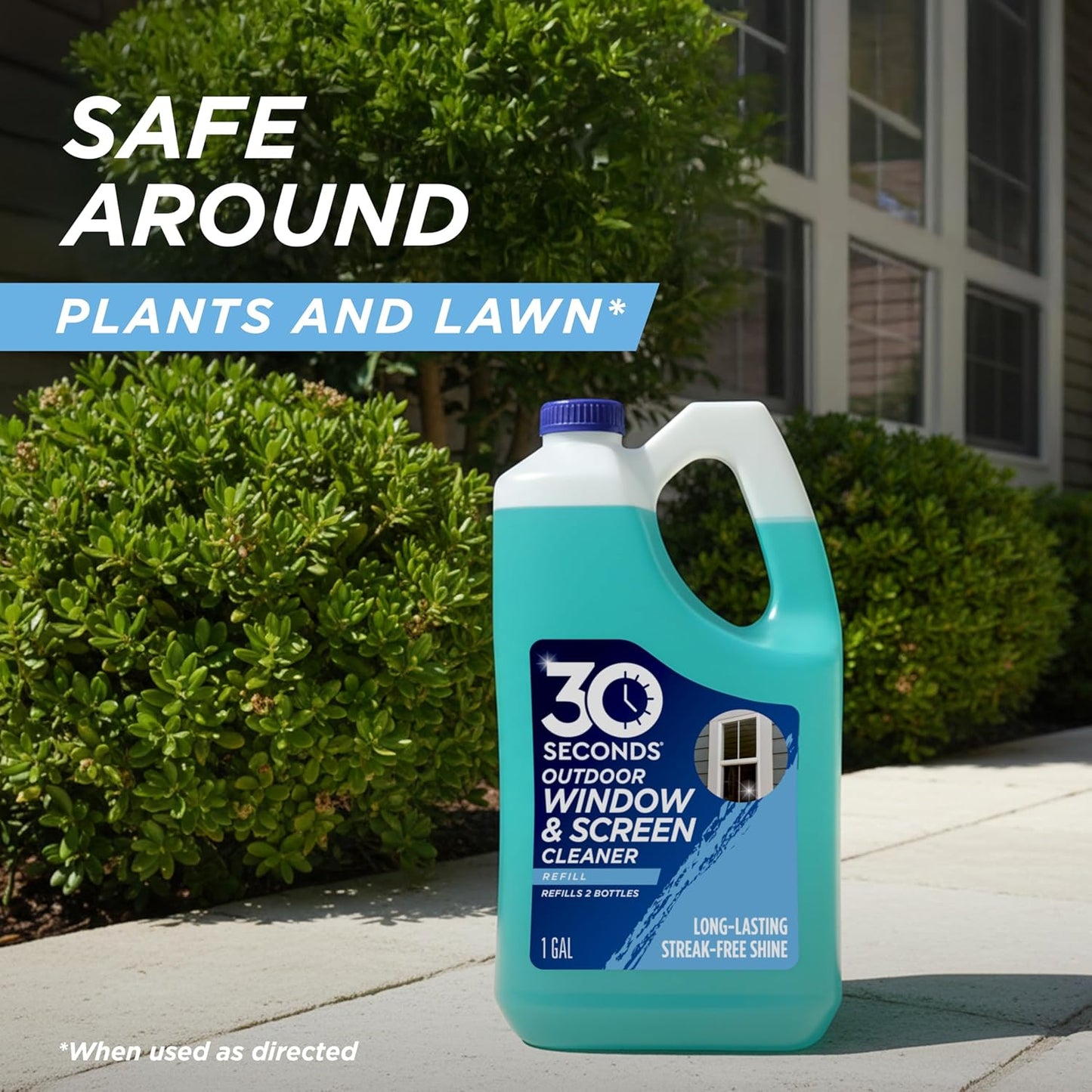 30 SECONDS Outdoor Window & Screen Concentrated Cleaner for Glass, Patio Doors, Fiberglass, Furniture - No Screen Removal Required, Spray & Rinse - Hose End Spray Attachment (2 PACK)