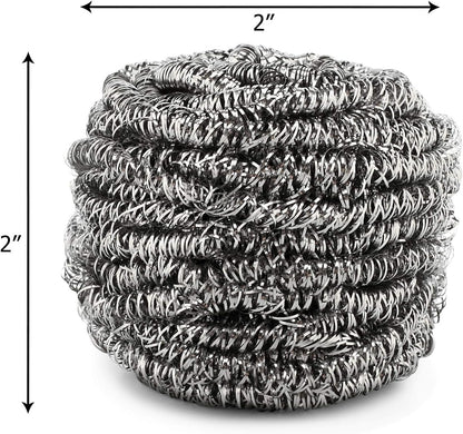 SCRUBIT 6 Pack Stainless Steel Scourers – Steel Wool Scrubber Pad Used for Dishes, Pots, Pans, and Ovens. Easy scouring for Tough Kitchen Cleaning.