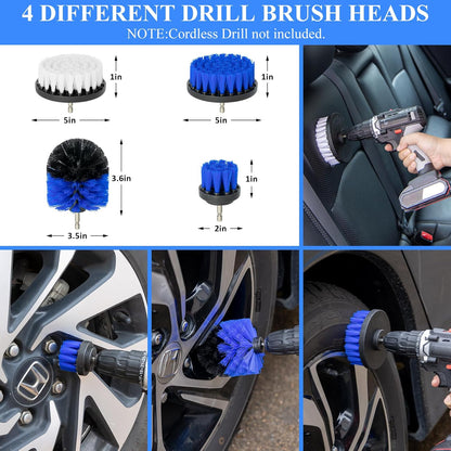 37Pcs Car Detailing Brush Set, Car Detailing Kit, Auto Detailing Drill Brush Set, Car Detailing Brushes, Car Wash Cleaning Tools Kit with Car Vacuum for Interior, Exterior, Wheels, Blue