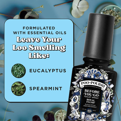Poo-Pourri Before-You-Go Pocket Toilet Spray, Travel Essentials, Royal Flush, 1 Fl Oz, Up to 50 Uses, On-The-Go Bathroom Odor Deodorizer with Essential Oils, TSA Approved Size, Eucalyptus & Spearmint