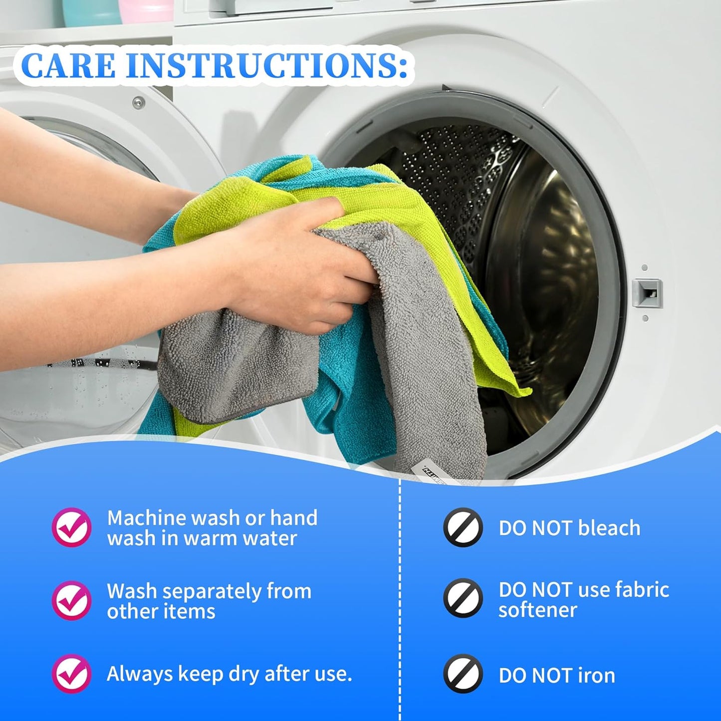 FIXSMITH Microfiber Cleaning Cloth - Pack of 8, Size: 12 x 16 in, Multi-Functional Cleaning Towels, Highly Absorbent Cleaning Rags, Lint-Free, Streak-Free Cleaning Cloths for Car Kitchen Home