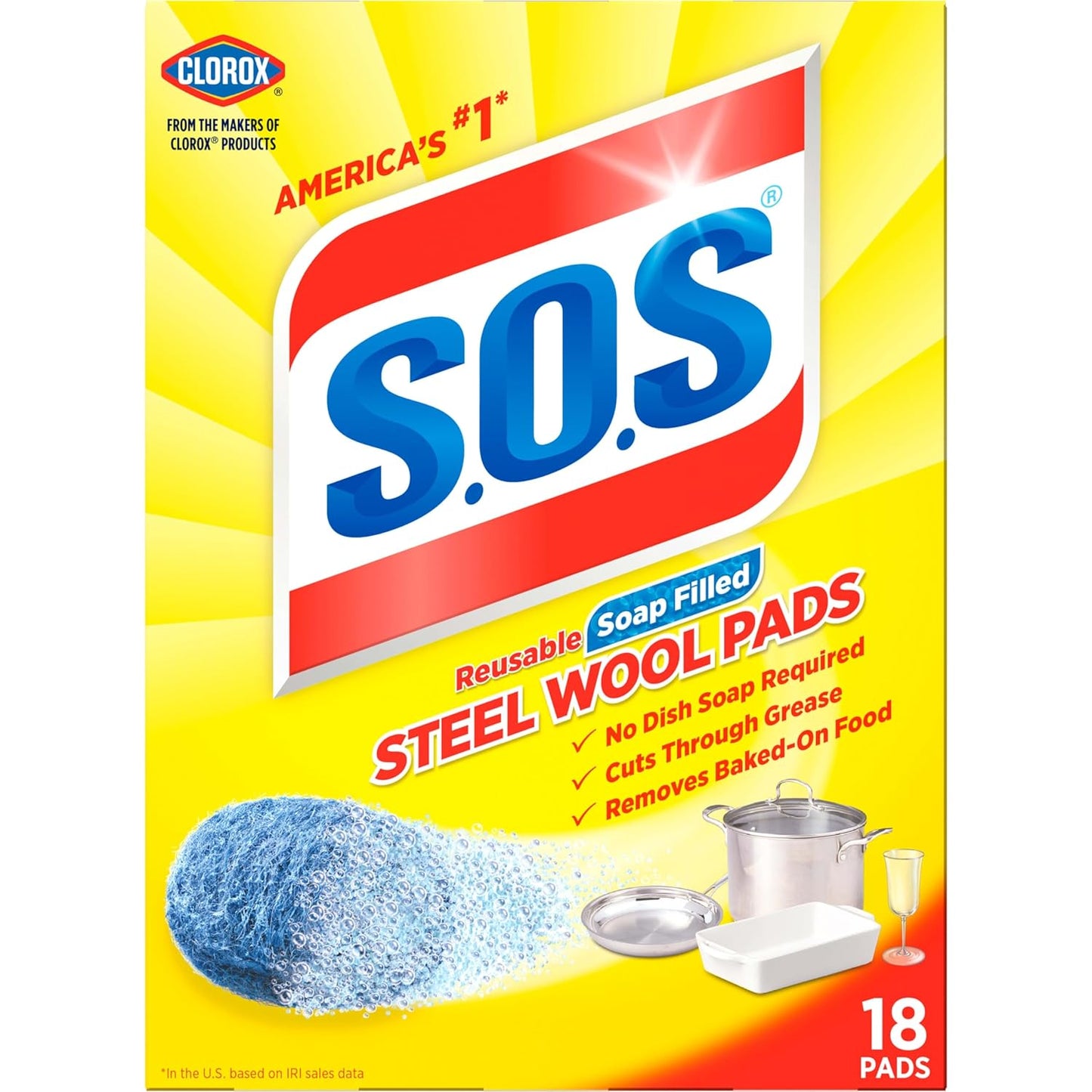 S.O.S Steel Wool Soap Pads, Lemon Fresh, 10 Count