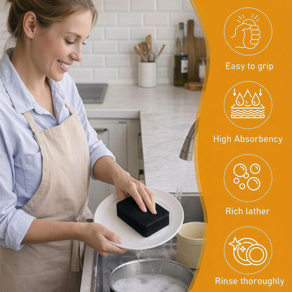 Dish Sponges for Kitchen, Individually Wrapped Dishwashing Sponges, Non Scratch Scrub Sponges for Dishes, Pots, Pans and Sink, Multipurpose Cleaning (Black and White)