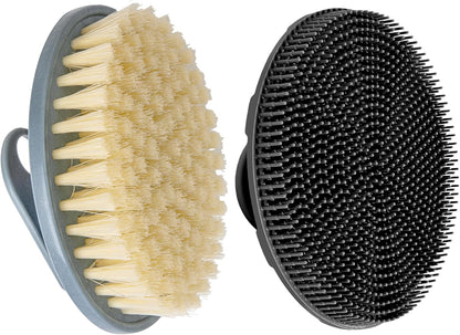 INNERNEED Food-Grade Soft Silicone Body Scrubber Shower Brush Handheld Cleansing Skin Brush, Gentle Exfoliating and Lather Well (Black)