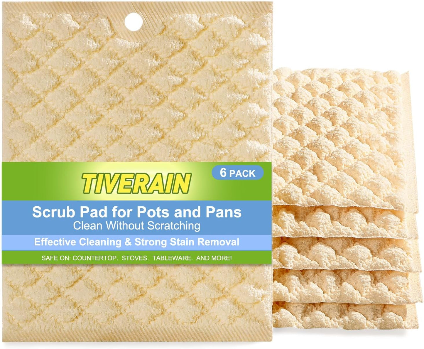 6PCS Non-Scratch Dish Scrubber for Kitchen,Reusable Cleaning Pads for Non Stick Frying Pans, Scouring Pad,Dishwasher Safe,Soft Dish Sponges for Washing Dishes, Scratch-Free Glass Cooktop Pads