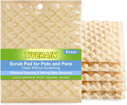 6PCS Non-Scratch Dish Scrubber for Kitchen,Reusable Cleaning Pads for Non Stick Frying Pans, Scouring Pad,Dishwasher Safe,Soft Dish Sponges for Washing Dishes, Scratch-Free Glass Cooktop Pads