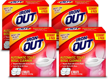 Iron OUT Automatic Toilet Bowl Cleaner Tablets, Helps Remove and Prevent Rust Stains with Every Flush, Lasts up to 45 Days, Made in the USA, 6 Tablets