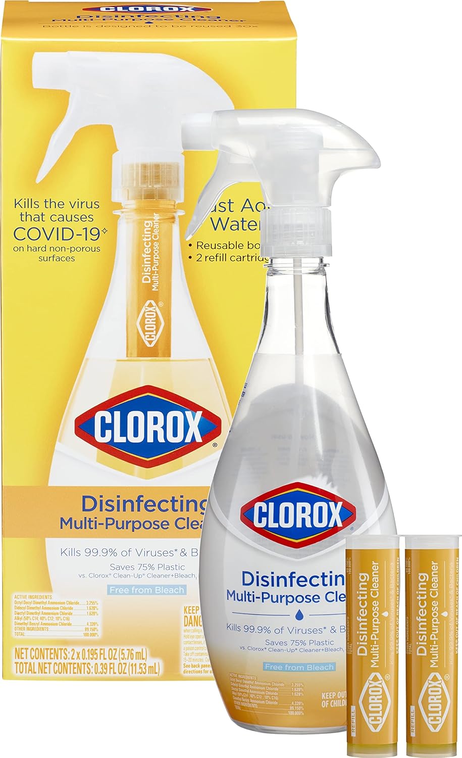 Clorox Disinfecting All-Purpose Cleaner 32 Oz and Bathroom Cleaner, Household Essentials, 30 Oz, Pack of 3