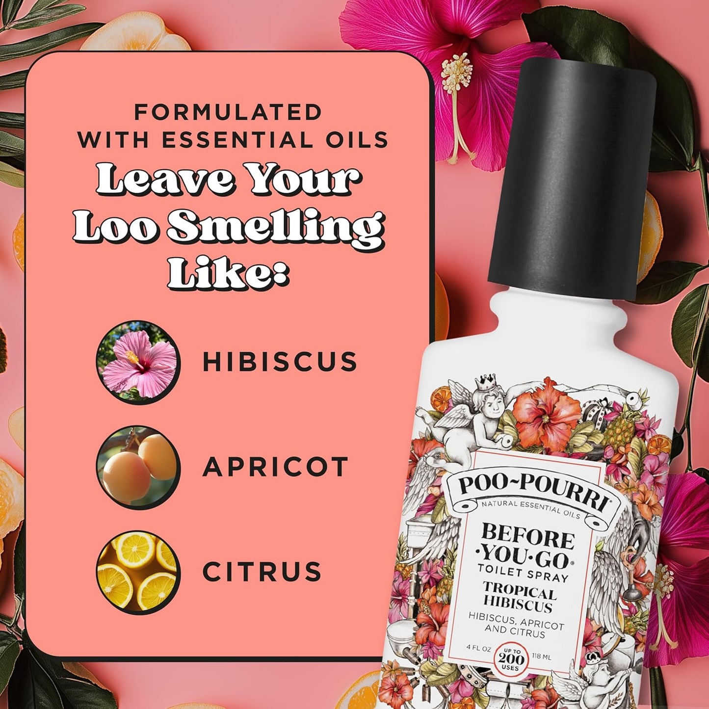 Poo-Pourri Before-You-Go Pocket Toilet Spray, Travel Essentials, Tropical Hibiscus, 1 Fl Oz, Up to 50 Uses, On-The-Go Bathroom Odor Deodorizer with Essential Oils, TSA Approved Size, Hibiscus, Apricot