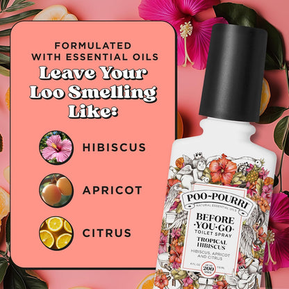 Poo-Pourri Before-You-Go Pocket Toilet Spray, Travel Essentials, Tropical Hibiscus, 1 Fl Oz, Up to 50 Uses, On-The-Go Bathroom Odor Deodorizer with Essential Oils, TSA Approved Size, Hibiscus, Apricot