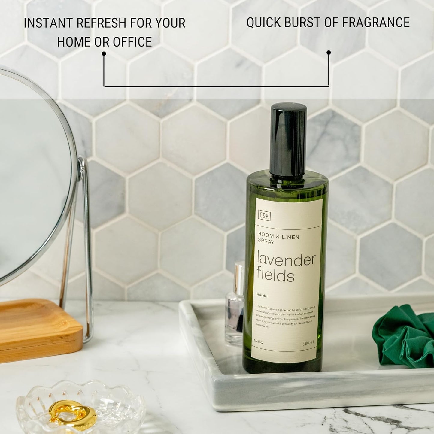 Craft & Kin Santal Woods Room Spray for Bedding, 6.76 oz, Pillow Spray, Long-Lasting Room Freshener, Soothing Aroma Mist for Home & Washroom