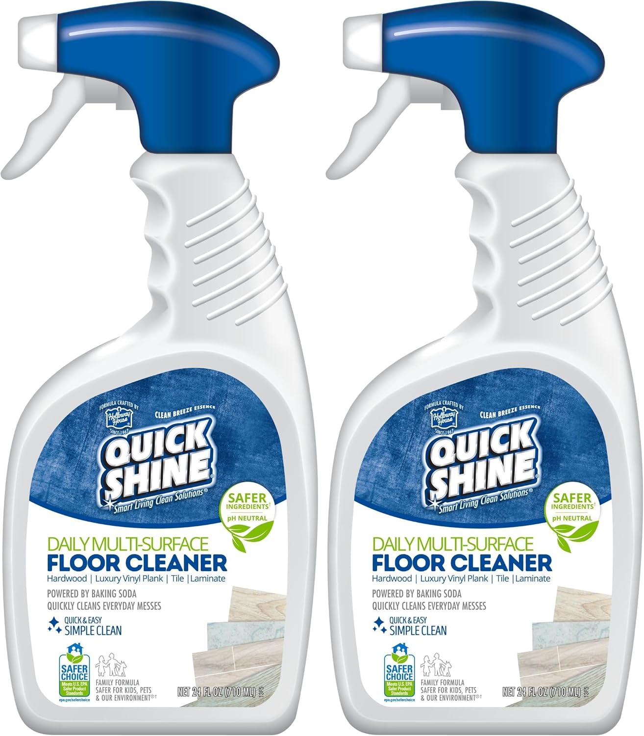 Quick Shine Multi Surface Floor Cleaner 64oz, Ready to Use-Streak Free-No Rinse, Use on Hardwood, Laminate, Luxury Vinyl Plank & Stone, Use in Spray Mops & Vac Mops, Safer Choice Cleaner