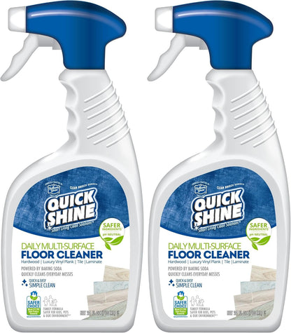 Quick Shine Multi Surface Floor Cleaner 64oz, Ready to Use-Streak Free-No Rinse, Use on Hardwood, Laminate, Luxury Vinyl Plank & Stone, Use in Spray Mops & Vac Mops, Safer Choice Cleaner