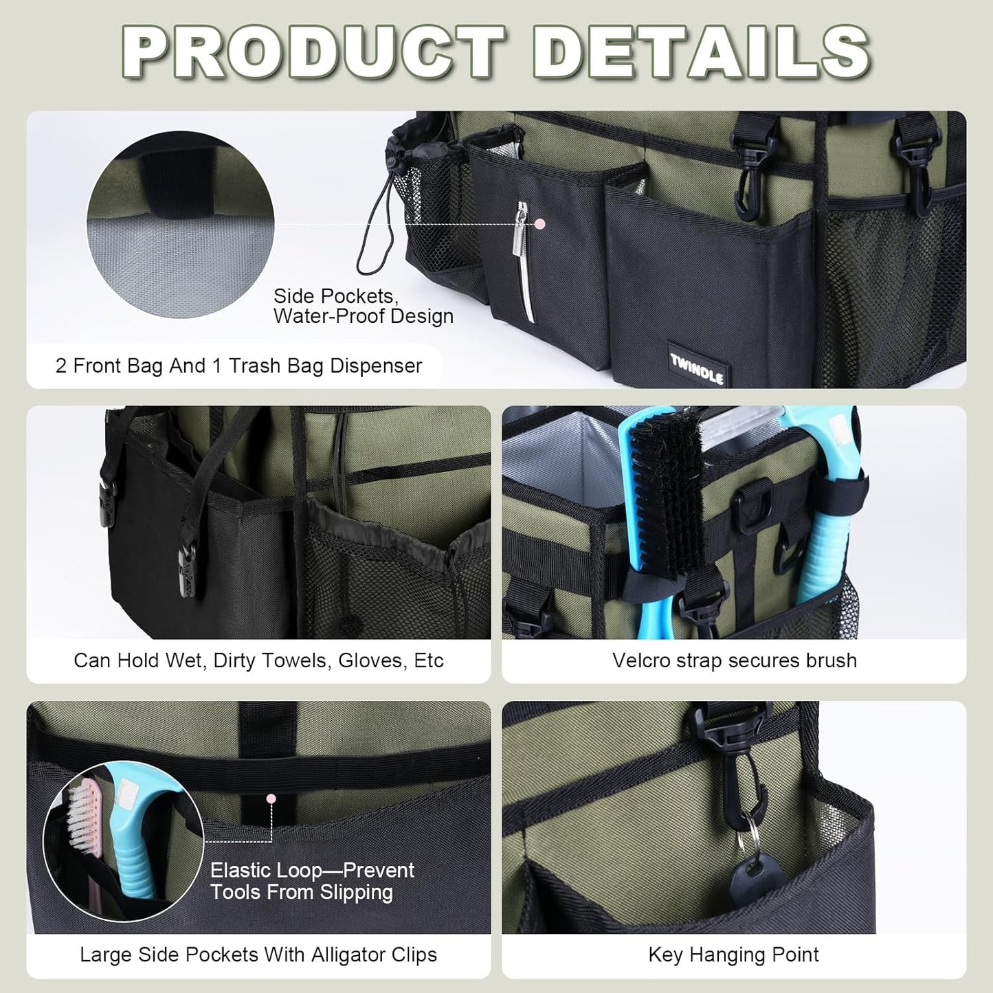 Extra-Large Wearable Cleaning Caddy With Detachable Divider,Cleaning Caddy For Cleaning Supplies Large Cleaning Supply Caddy With Adjustable Shoulder Strap & Waist Belt For Cleaners