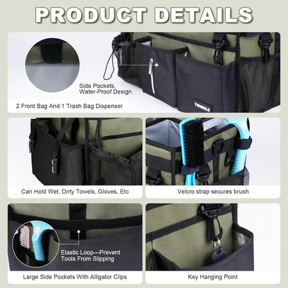 Extra-Large Wearable Cleaning Caddy With Detachable Divider,Cleaning Caddy For Cleaning Supplies Large Cleaning Supply Caddy With Adjustable Shoulder Strap & Waist Belt For Cleaners
