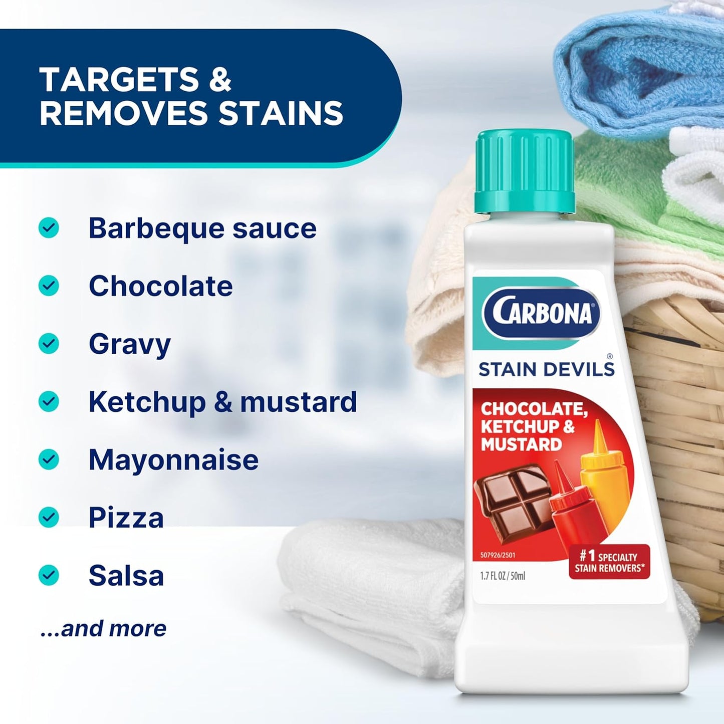 Carbona Stain Devils #6 (1.7 Fl Oz), Targeted Spot Cleaner for Grass, Dirt & Make-Up Stains, Safe on Skin & Washable Fabrics