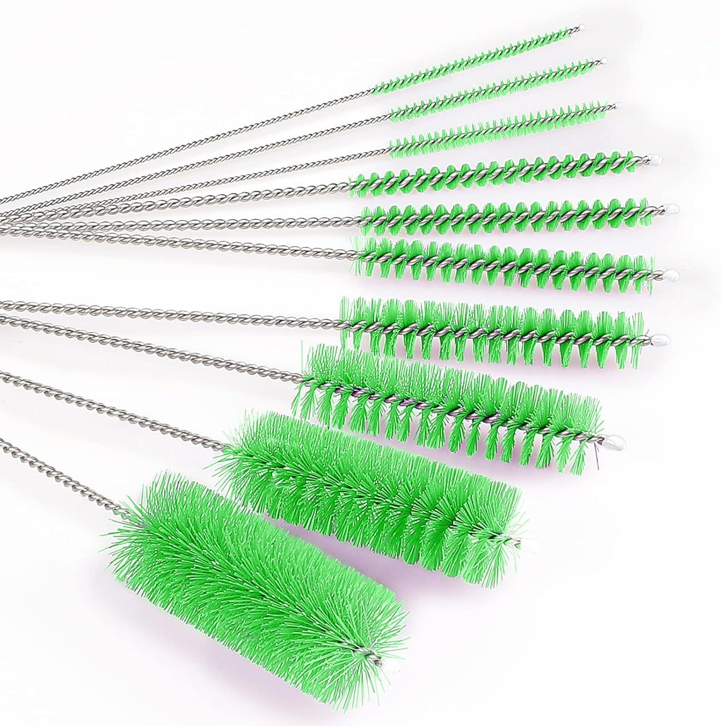 CiaraQ Bottle Cleaning Brushes, 8 Inch Nylon Tube Brush Set, Cleaner for Narrow Neck Bottles Cups with Hook, Set of 10pcs