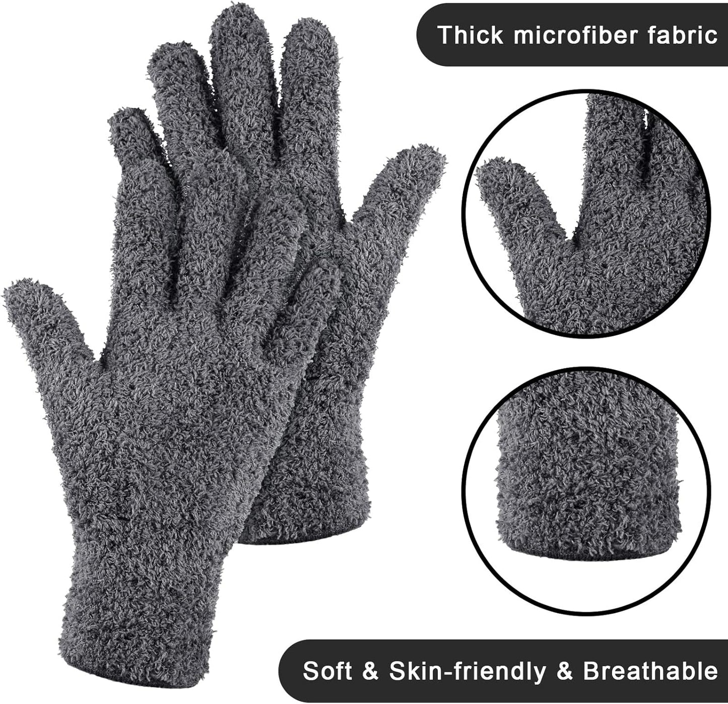 Patelai 3 Pairs Microfiber Plant Dusting Gloves Leaf Cleaning Gloves for Indoor Plants, Blinds, Furniture, House (Green Yellow,Blue,Pink,Medium)