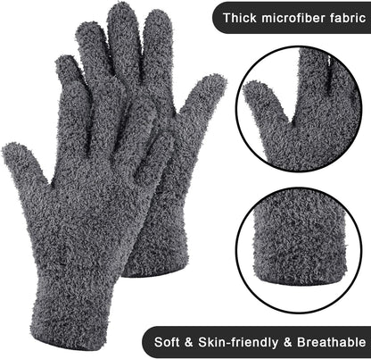 Patelai 3 Pairs Microfiber Plant Dusting Gloves Leaf Cleaning Gloves for Indoor Plants, Blinds, Furniture, House (Green Yellow,Blue,Pink,Medium)