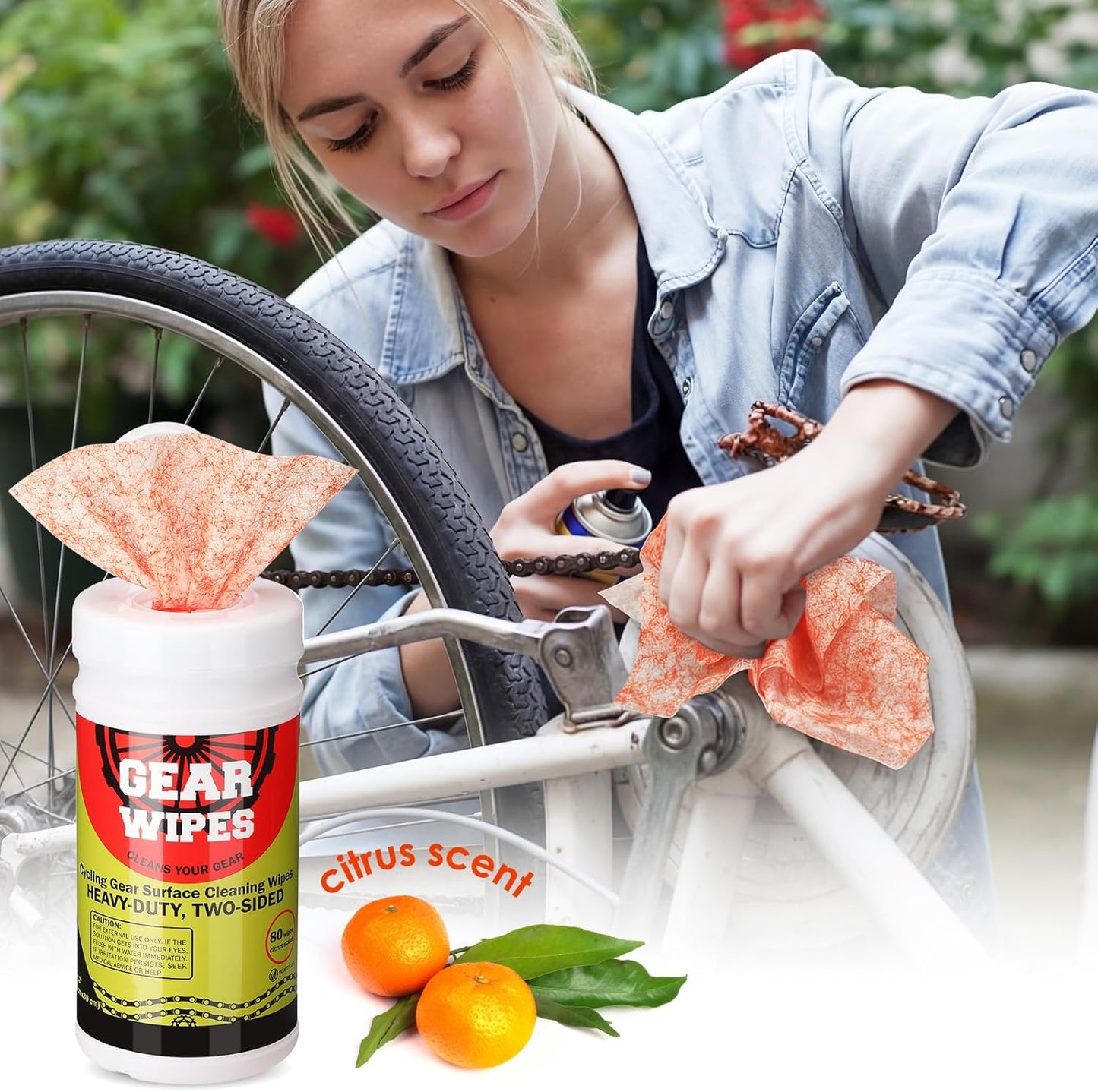 Nuanchu 3 Pack Bike Gear Cleaner Wipes Canisters 240 Count 8 x 12-inch Bike Chain Cleaner Tool Cleaning Wipes Grime Defense Wipe Double Sided Citrus Scented Degreaser Grime Towels for Your Bikes
