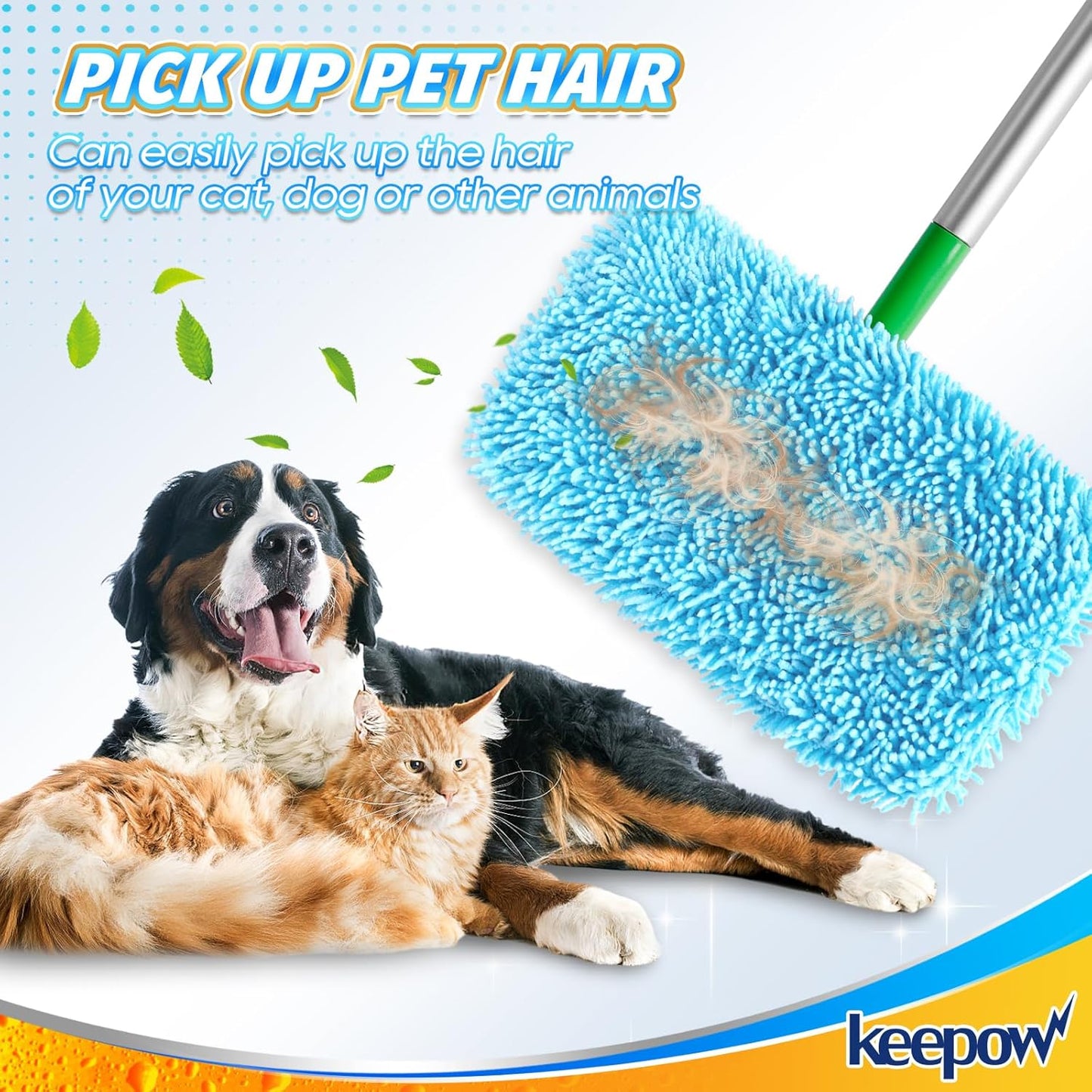 KEEPOW Reusable Dry Sweeping Cloths Microfiber Wet Pads Compatible with Swiffer Sweeper Mop and Sweep & Mop Deluxe, Replacement Mopping Pad Refills for Hardwood Floor Cleaning (2 Pack)
